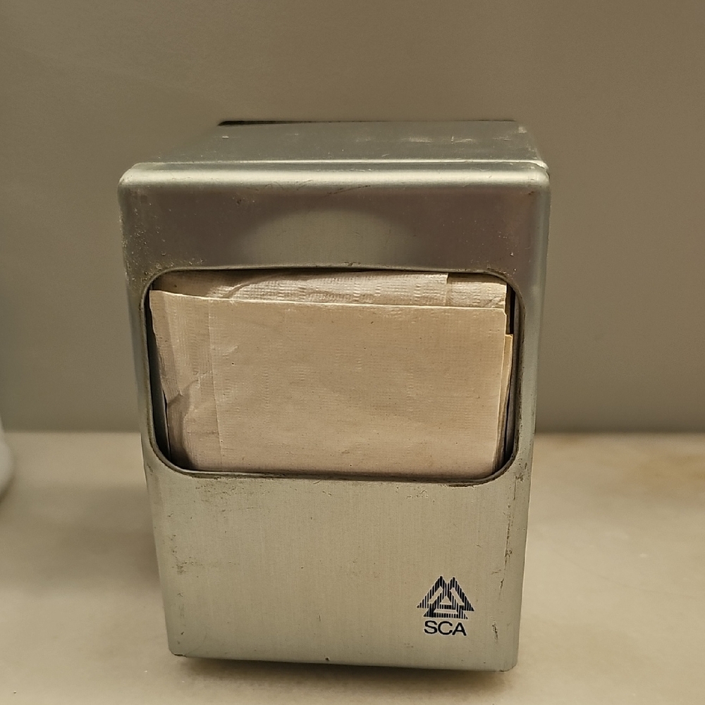 RETRO SCA Two Sided Polished Steel Table Napkin Dispenser VINTAGE